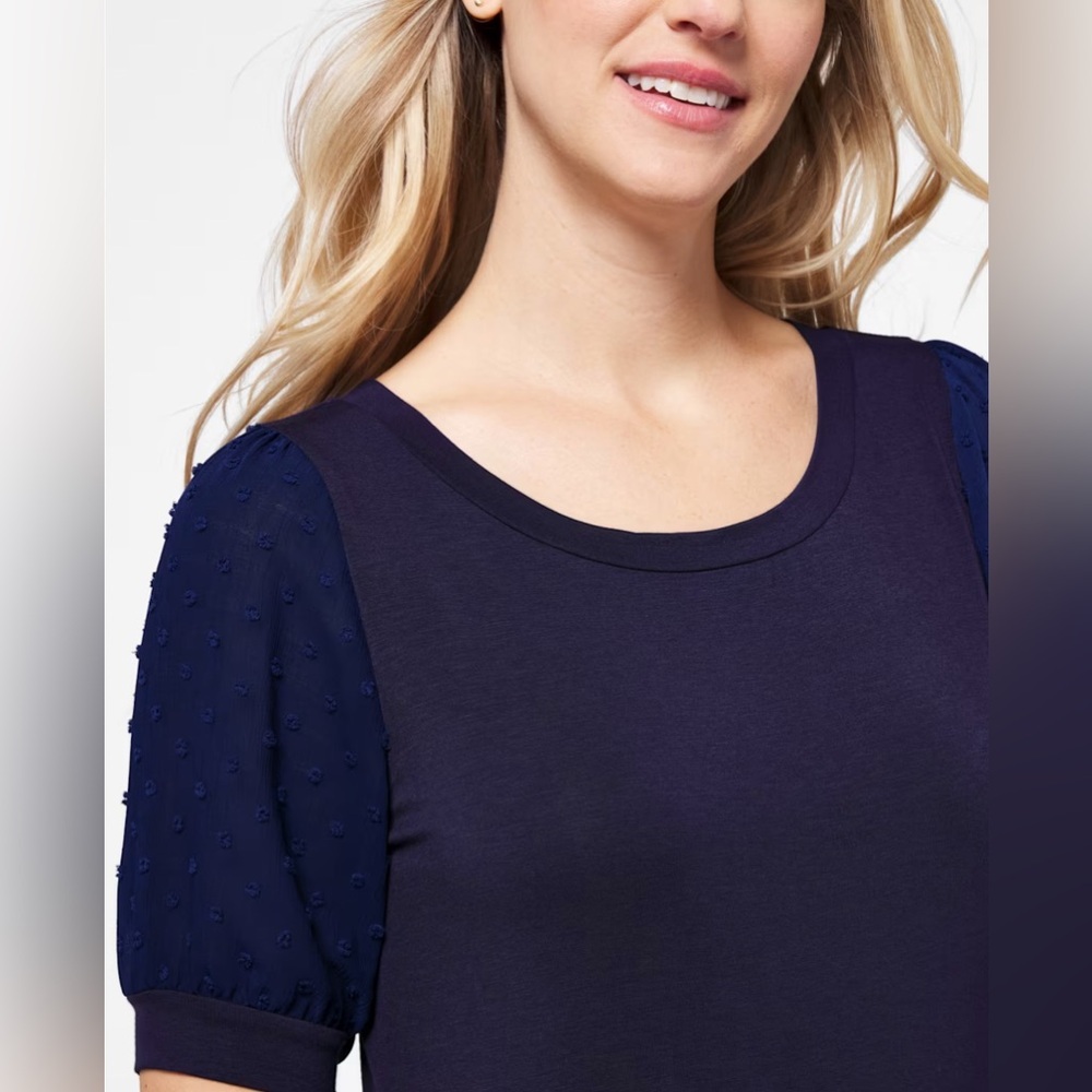 NWT Beacon Women’s Kennedy Puff Sleeve Knit Top M - Picture 4 of 6